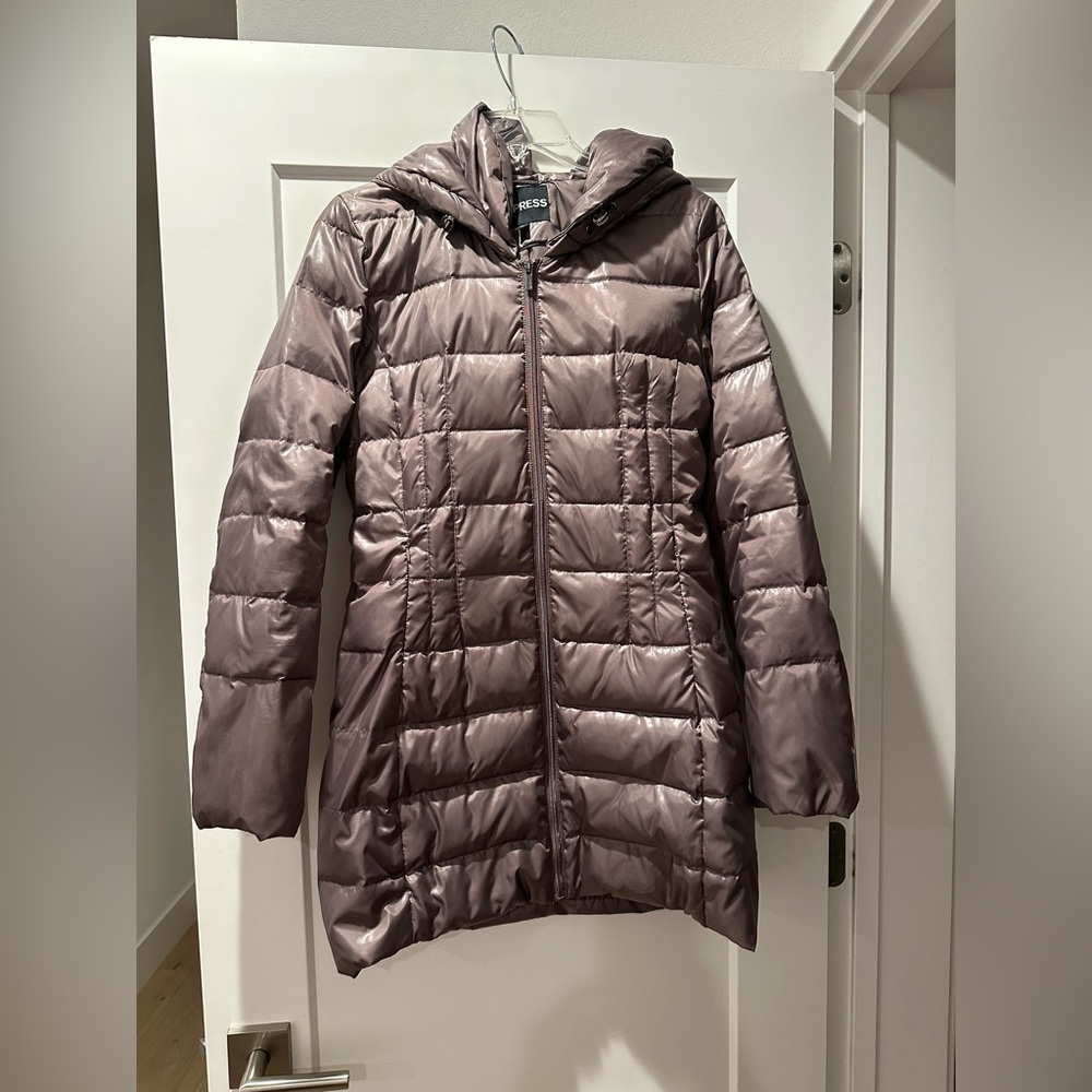 Express Women's Shiny midi Puffer Jacket